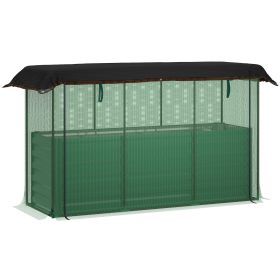 Galvanized Steel Planter Box with Crop Cage and Shade Cloth, Raised Garden Bed for Flowers, Veggies and Herbs, Green