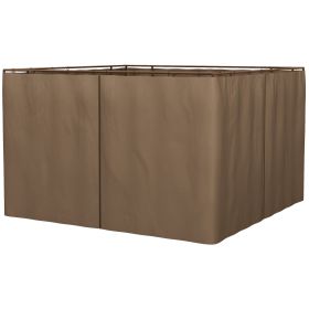 9.84' x 9.84' Universal Gazebo Sidewall Set with 4 Panel, 40 Hook/C-Ring Included for Pergolas & Cabanas, Brown