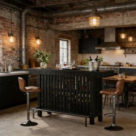 Home Bar Unit, Modern 2-Tier Bar Table with Footrest