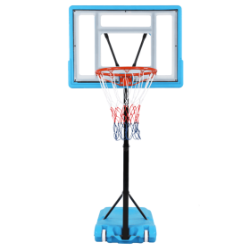 [Same Model Code: 08071457]PVC Transparent Board Basket Frame Adjustable 115-135cm Poolside Basketball Hoop Blue