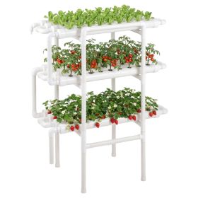 Hydroponics Growing System Kit, 3-Tier 108 Sites UPVC Pipe Hydroponic Grow Kit with Timed Irrigation, Sun & Light Blocking Pipes