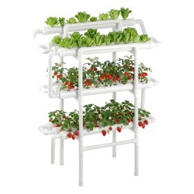 Hydroponics Growing System Kit, 3-Tier 90 Sites UPVC Pipe Hydroponic Grow Kit with Timed Irrigation, Sun & Light Blocking Pipes