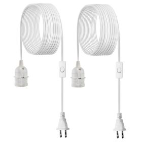 Plug in Hanging Light Cord Kit, 16ft Lantern Extension Cords, 2 Pack E26 Light Socket Lamp Cord Replacement, Secure & Sturdy, Easy to Install