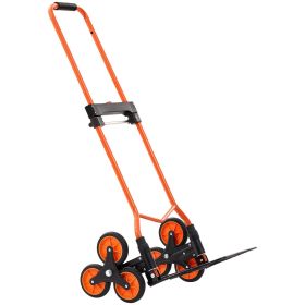 Stair Climbing Cart, 120 lbs Stair-Climbing Capacity, Portable Folding Trolley Cart with Telescoping Handle, 6 Wheels and 2 Bungee Cords