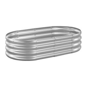 Metal Raised Garden Bed, 4 x 2 x 1 ft Oval Outdoor Galvanized Planter Garden Box, Open Bottom Design, Large Planter Raised Bed for Growing Vegeta