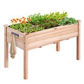 Raised Garden Bed, 3.9 x 1.9 x 2.5 ft Wooden Planter Box, Elevated Outdoor Planting Boxes with Legs