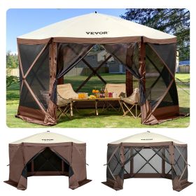 Gazebo Screen Tent, 10 x 10 ft, 6 Sided Pop-up Camping Canopy Shelter Tent with Mesh Windows, Portable Carry Bag, Ground Stakes