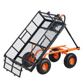 Garden Cart, Sturdy Metal Construction with Simple Assembly, Versatile Dump Cart with Dual-Function Handle, Heavy-Duty Garden Wagon