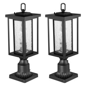 2 Pack Dusk to Dawn Outdoor Post Light, 17.72 in, Waterproof Lamp Post Light Fixtures with 3.5 in Pier Mount Base Glass Shade