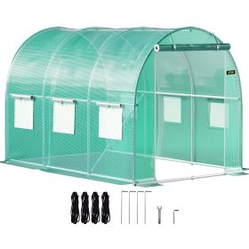 Walk-in Tunnel Greenhouse, 9.8 x 6.6 x 6.6 ft Portable Plant Hot House with Galvanized Steel Hoops, 1 Top Beam, Diagonal Poles