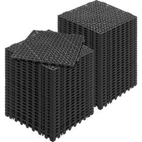 Interlocking Tile 55PCS Black, Drainage Tiles 12" x 12" Splicing, Soft PVC Interlocking Drainage Floor Tiles, Non-Slip Drainage Holes for Restroo