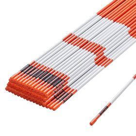 Driveway Markers, 100 PCS 48 inch, 0.31-in Diameter, Orange Fiberglass Poles Snow Stakes with Reflective Tape
