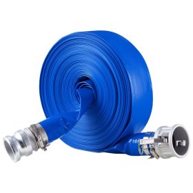 Backwash Hose, 2 in x 100 ft, Blue High Quality PVC Hose, with Clamps, Camlock, Aluminum Fittings, Fit Various Pumps, for Sewage Treatment