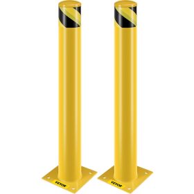 Safety Bollard, 36 Inch Height Bollard Post, 4.5 Inch Diameter Steel Pipe Safety Bollard Post, Yellow Steel Bollard
