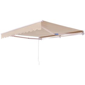 Manual Retractable Awning, 12 x 10 ft Outdoor Patio Awning Retractable Sun Shade
