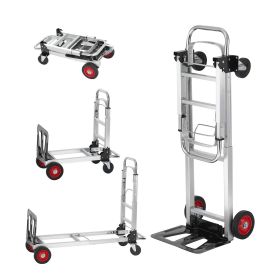 Aluminum Folding Hand Truck, 2 in 1 Design 400 lbs Capacity, Heavy Duty Industrial Collapsible cart
