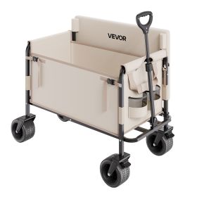 Collapsible Folding Wagon, 550lb Load & 220L, 2 in 1 Foldable Wagon Cart Converts to Bench, Utility Wagon with Adjustable Handle