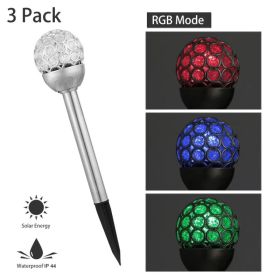 Solarek 3 Pcs Outdoor Solar Lights IP44 Waterproof Ball RGB Light Garden Decor Lamp Landscape Christmas (Option: Silver)