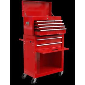 High Capacity Rolling Tool Box With Wheels And Drawers, 8 Drawer Tool Storage Cabinet (Option: Red)