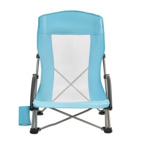 Folding Beach Chair, High Back Camping Chairs for Adults, with Cup Pocket, Mesh Back, Carry Bag (Product Style: Fabric+Mesh Backrest, Number of Pieces: 1-Piece Set)