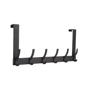 Door Hooks, Door Towel Rack, With 12 Hooks For Hanging Clothes, Coats, Towels, And Hats, 1 Piece, Black. (Option: Black)