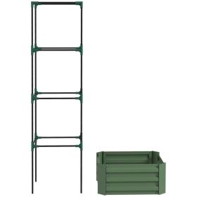 Galvanized Planter Box, 24" x 24" x 73.5" Raised Garden Bed with Tomato Cage for Climbing Vines, Green (Option: Green-585x335x120 mm)