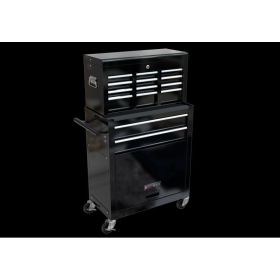 High Capacity Rolling Tool Box With Wheels And Drawers (Option: Black)