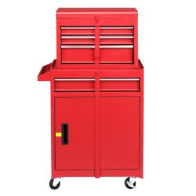 4 Drawer Cabinet With Lock, 330lb Steel, Service Tool Cart Red (Option: Red)